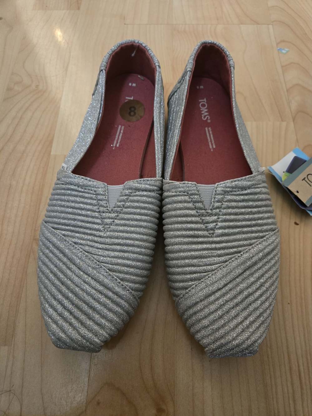 TOMS Women's Silver Sparkle Alpargata Slip-On Shoes